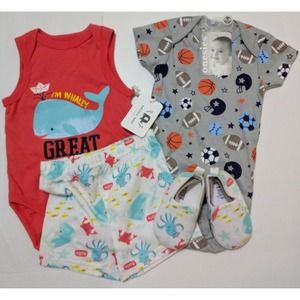 Gerber Emporio Whale Onesie Short Shoes Set